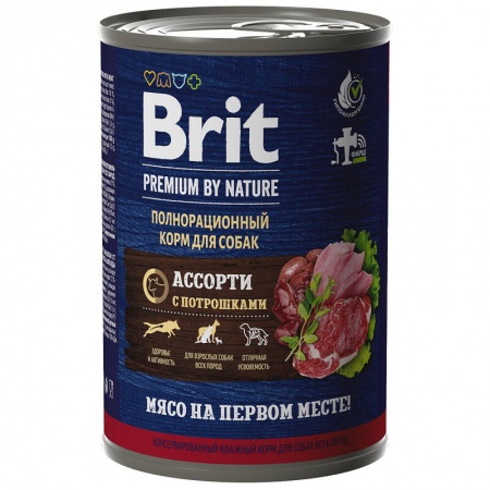 Brit Premium Dog by Nature (мясное ассорти с потрошками), 410 г в зоомагазине Лепшы Сябар