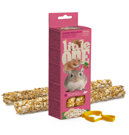 Little One Палочки для грызунов с возд. рисом и орехами, 2х55 г в зоомагазине Лепшы Сябар