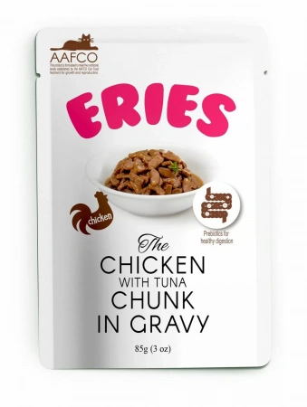 Eries (кусочки курицы и тунца в подливе), 85 г в зоомагазине Лепшы Сябар