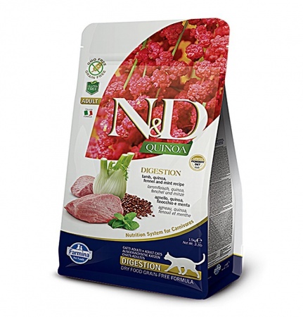 Farmina N&D Cat Quinoa Digestion (ягненок, киноа, фенхель, мята) в зоомагазине Лепшы Сябар