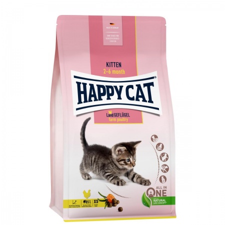 Happy Cat Kitten Grainfree (птица, лосось) в зоомагазине Лепшы Сябар