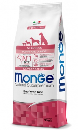 Monge Dog Speciality Monoprotein Puppy & Junior (говядина, рис) в зоомагазине Лепшы Сябар